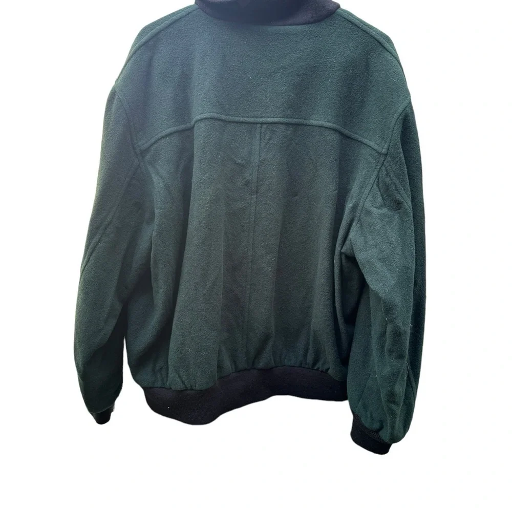 Vtg L.L. Bean 100% Wool Bomber Jacket Spruce Green Full Zip Lined USA Large